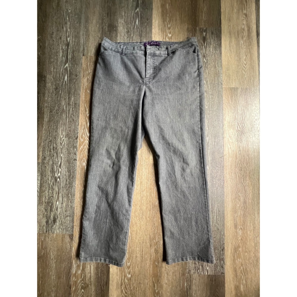 Gloria Vanderbilt Trouser Casual Fit Women 16 Gray Straight Leg Pants Denim